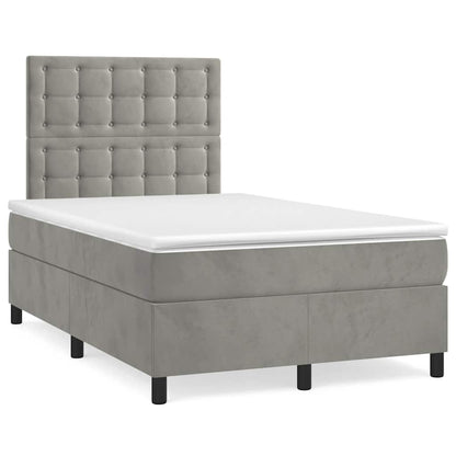Box Spring Postel S Matrací Samet Světle Šedá