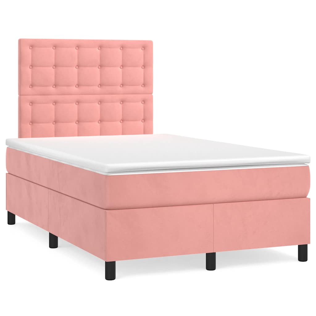 Box Spring Postel S Matrací Samet Růžová