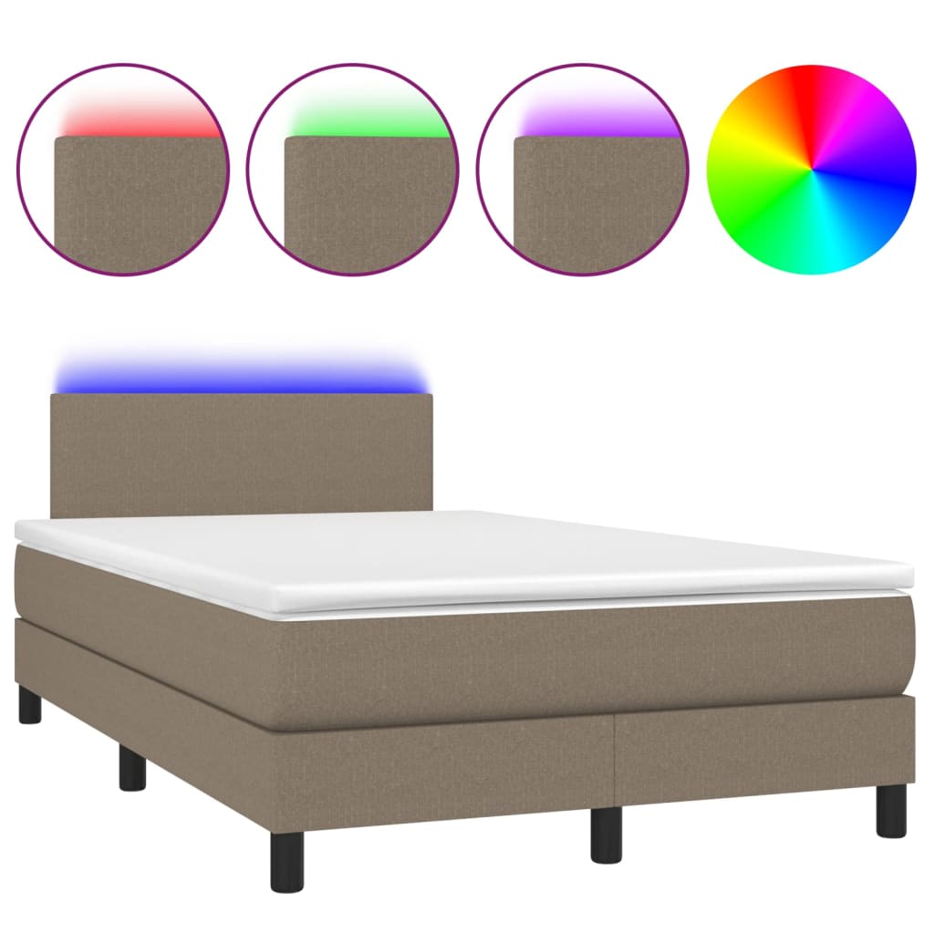 Box Spring Postel S Matrací A Led Textil Taupe