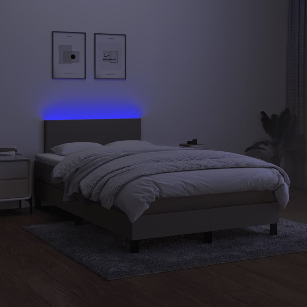 Box Spring Postel S Matrací A Led Textil Taupe