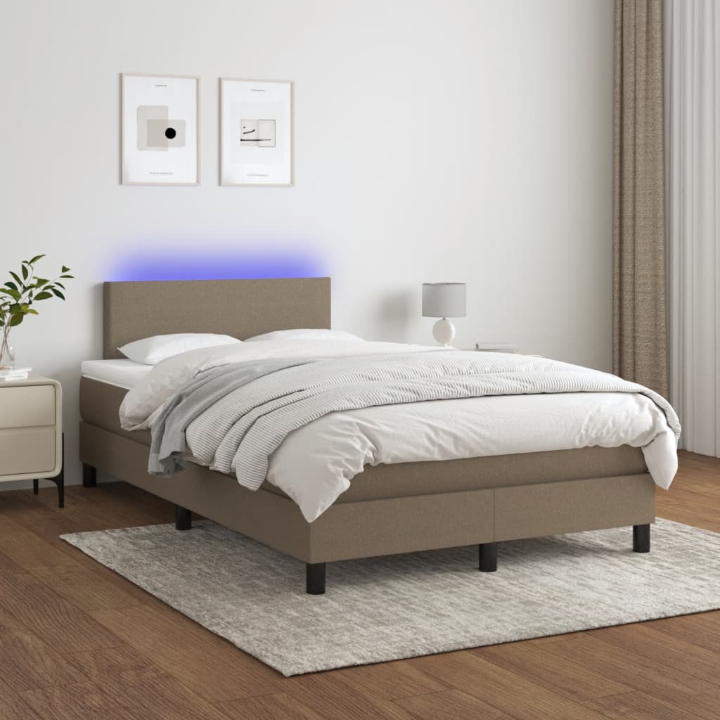 Box Spring Postel S Matrací A Led Textil Taupe