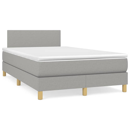 Box Spring Postel S Matrací A Led Textil Světle Šedá