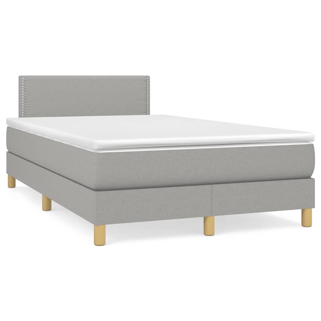 Box Spring Postel S Matrací A Led Textil Světle Šedá