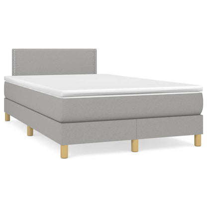 Box Spring Postel S Matrací A Led Textil Světle Šedá