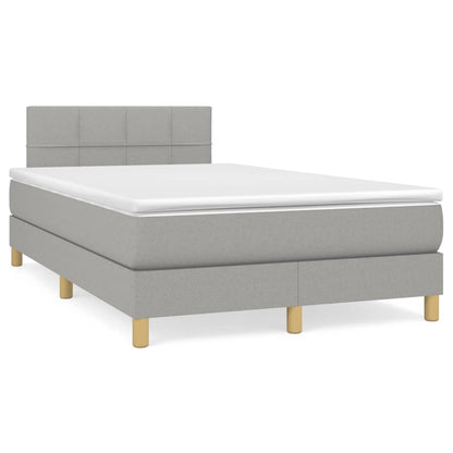 Box Spring Postel S Matrací A Led Textil Světle Šedá