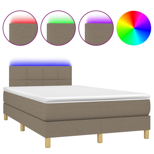 Box Spring Postel S Matrací A Led Textil Taupe
