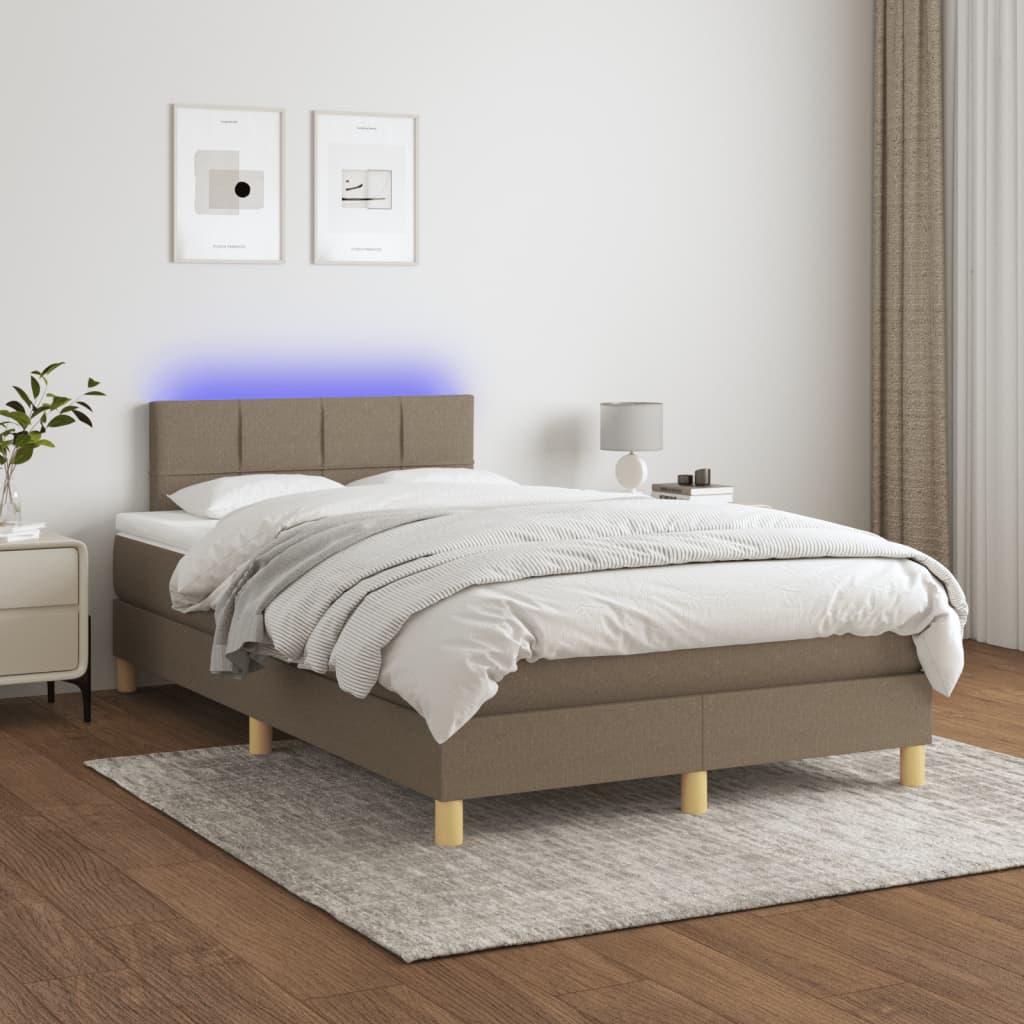 Box Spring Postel S Matrací A Led Textil Taupe