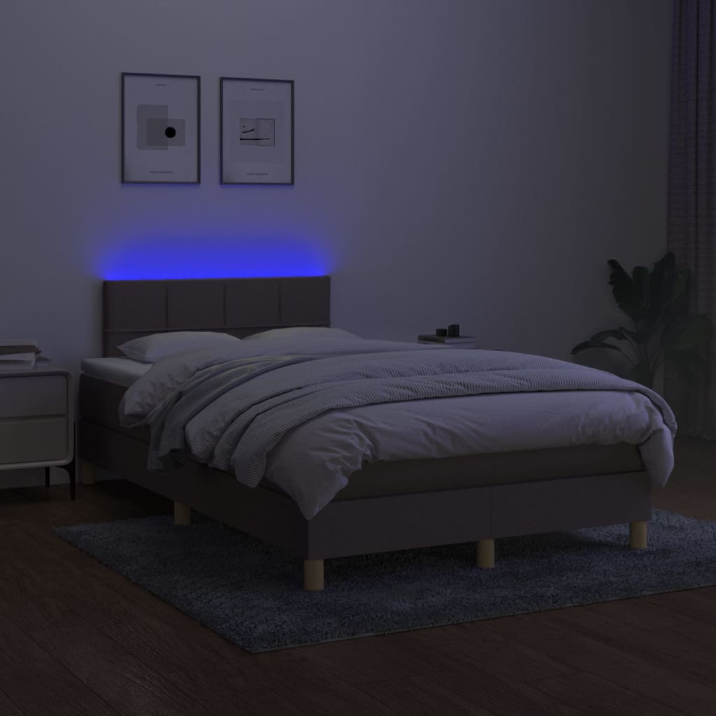 Box Spring Postel S Matrací A Led Textil Taupe