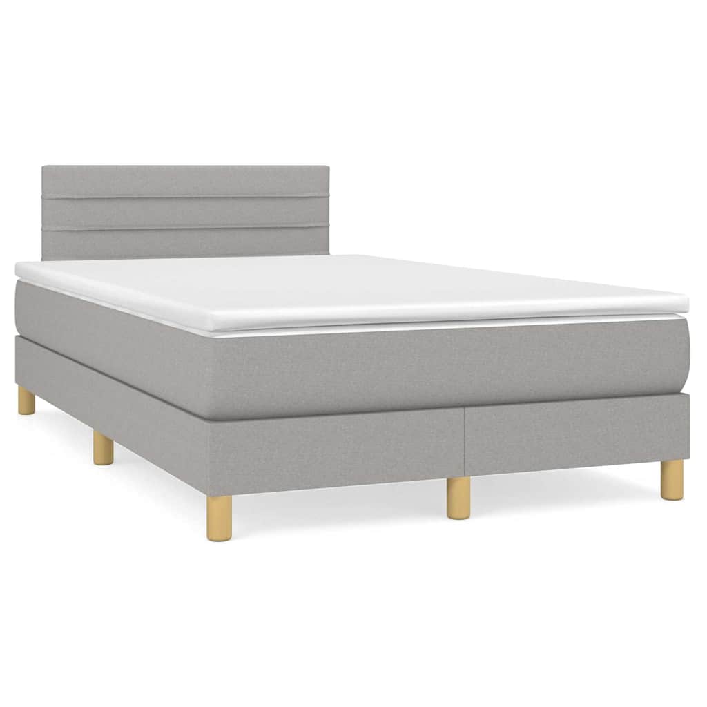 Box Spring Postel S Matrací A Led Textil Světle Šedá