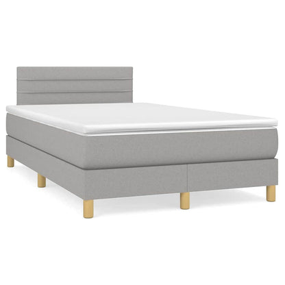 Box Spring Postel S Matrací A Led Textil Světle Šedá