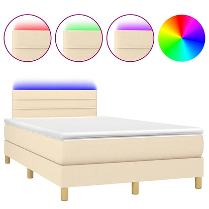 Box Spring Postel S Matrací A Led Textil Krémová