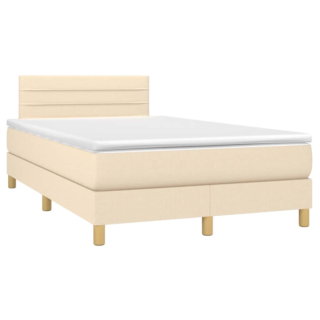 Box Spring Postel S Matrací A Led Textil Krémová