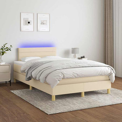 Box Spring Postel S Matrací A Led Textil Krémová
