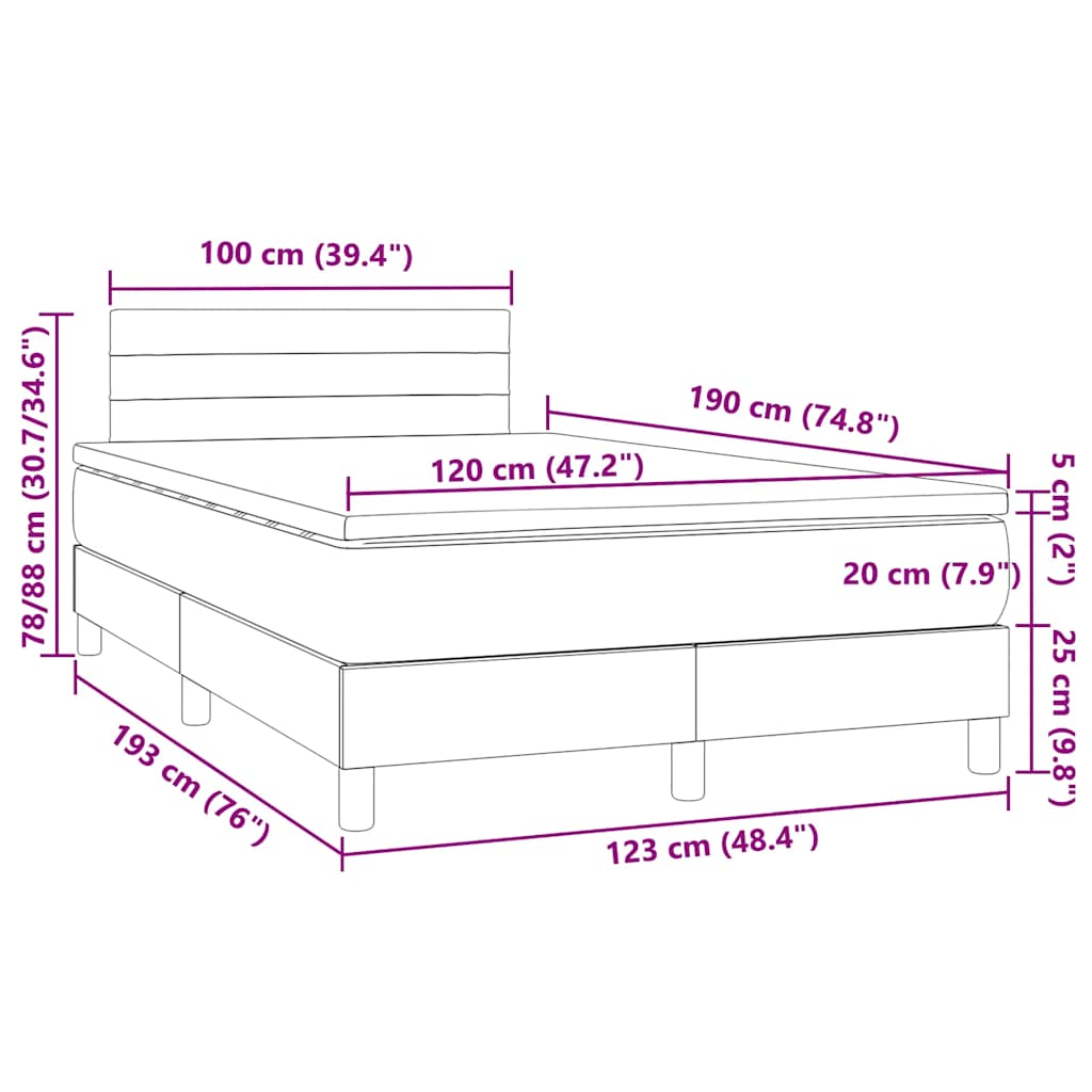 Box Spring Postel S Matrací A Led Textil Krémová