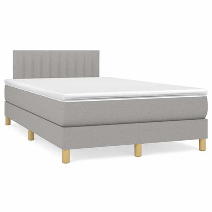 Box Spring Postel S Matrací A Led Textil Světle Šedá