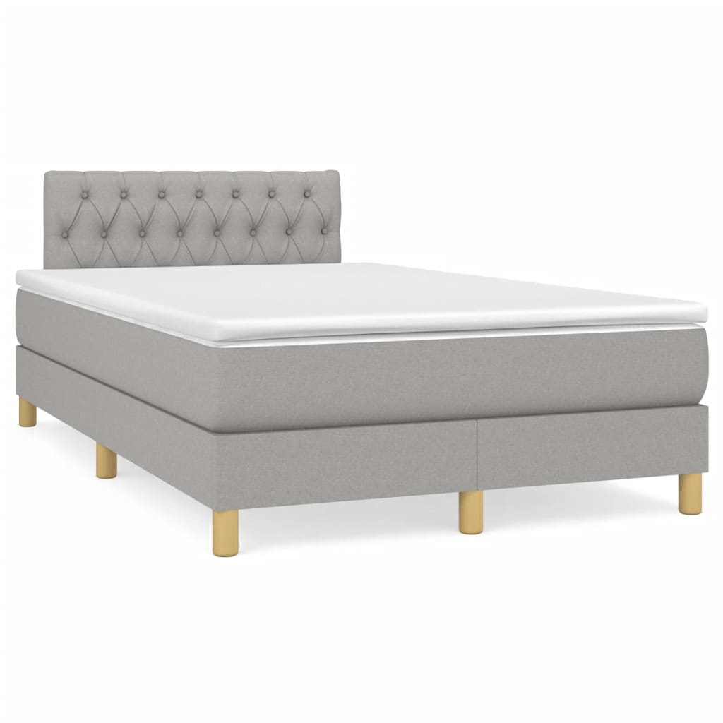 Box Spring Postel S Matrací A Led Textil Světle Šedá