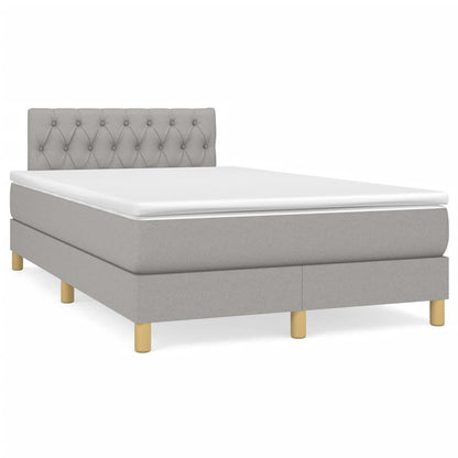 Box Spring Postel S Matrací A Led Textil Světle Šedá