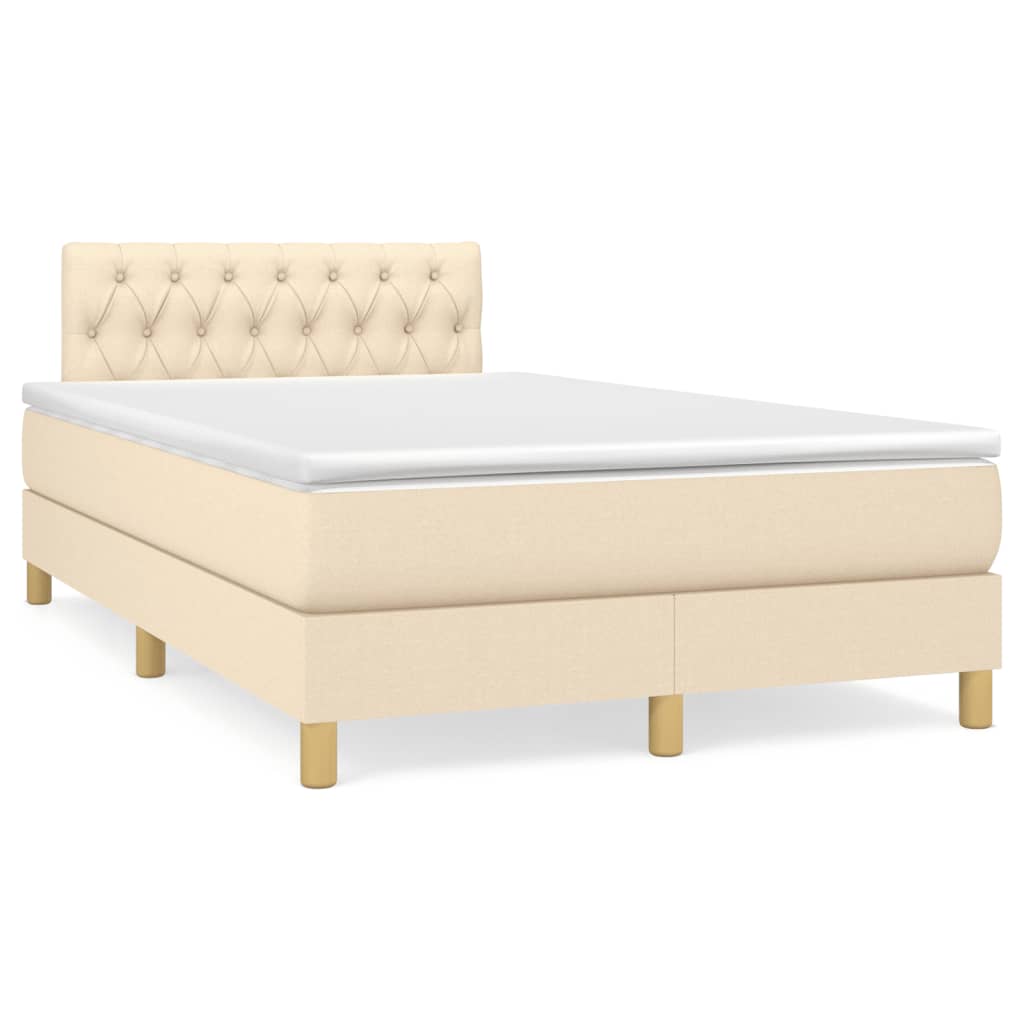 Box Spring Postel S Matrací A Led Textil Krémová