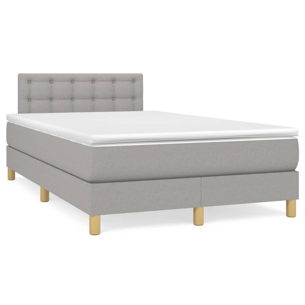 Box Spring Postel S Matrací A Led Textil Světle Šedá