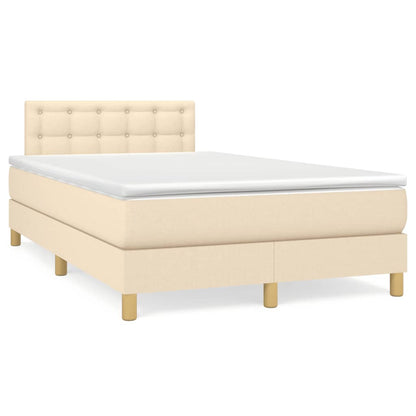 Box Spring Postel S Matrací A Led Textil Krémová