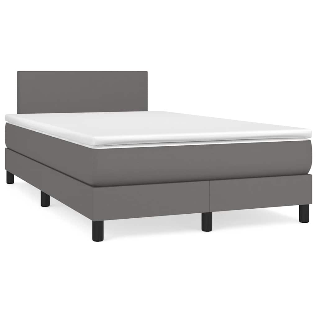 Box Spring Postel S Matrací A Led Šedá Umělá Kůže Šedá