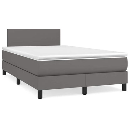 Box Spring Postel S Matrací A Led Šedá Umělá Kůže Šedá