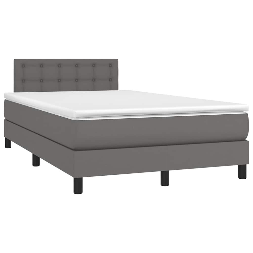 Box Spring Postel S Matrací A Led Šedá Umělá Kůže Šedá