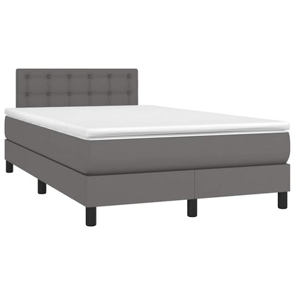 Box Spring Postel S Matrací A Led Šedá Umělá Kůže Šedá