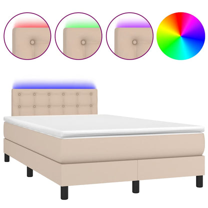 Box Spring Postel Matrace A Led Cappuccino 120X190Cm Umělá Kůže