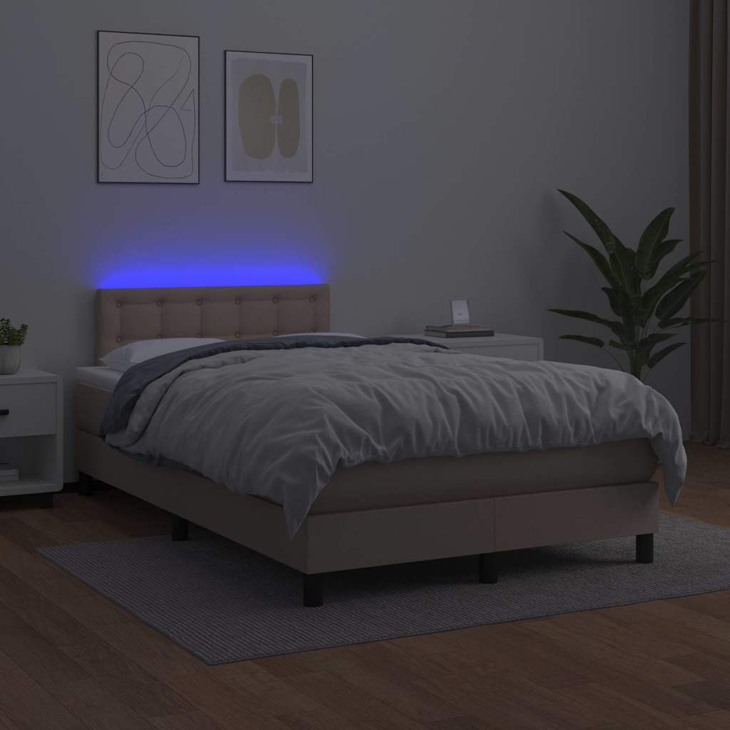 Box Spring Postel Matrace A Led Cappuccino 120X190Cm Umělá Kůže