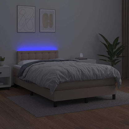 Box Spring Postel Matrace A Led Cappuccino 120X190Cm Umělá Kůže