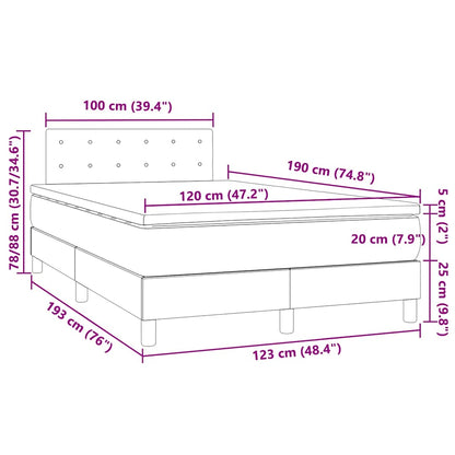 Box Spring Postel Matrace A Led Cappuccino 120X190Cm Umělá Kůže