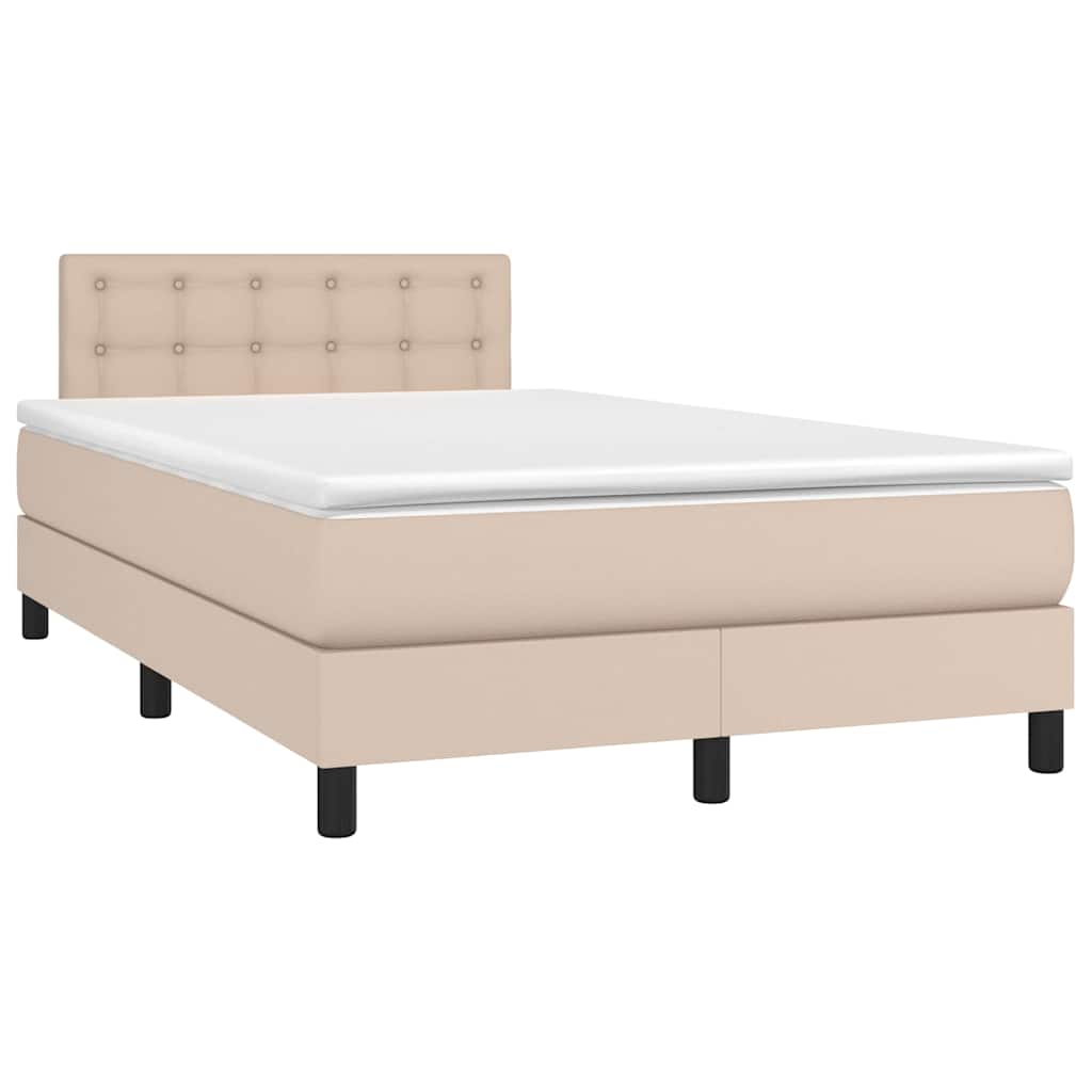 Box Spring Postel Matrace A Led Cappuccino 120X190Cm Umělá Kůže
