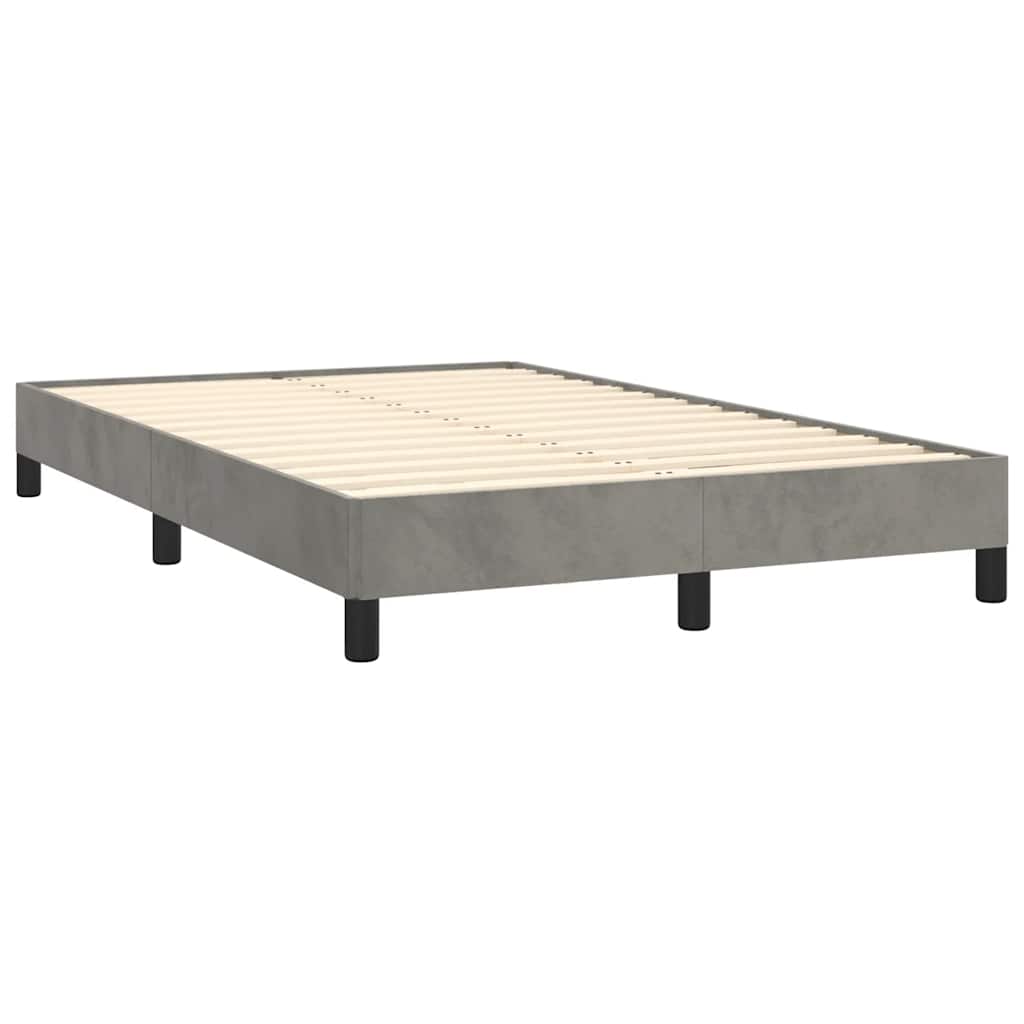 Box Spring Postel S Matrací A Led Samet Světle Šedá