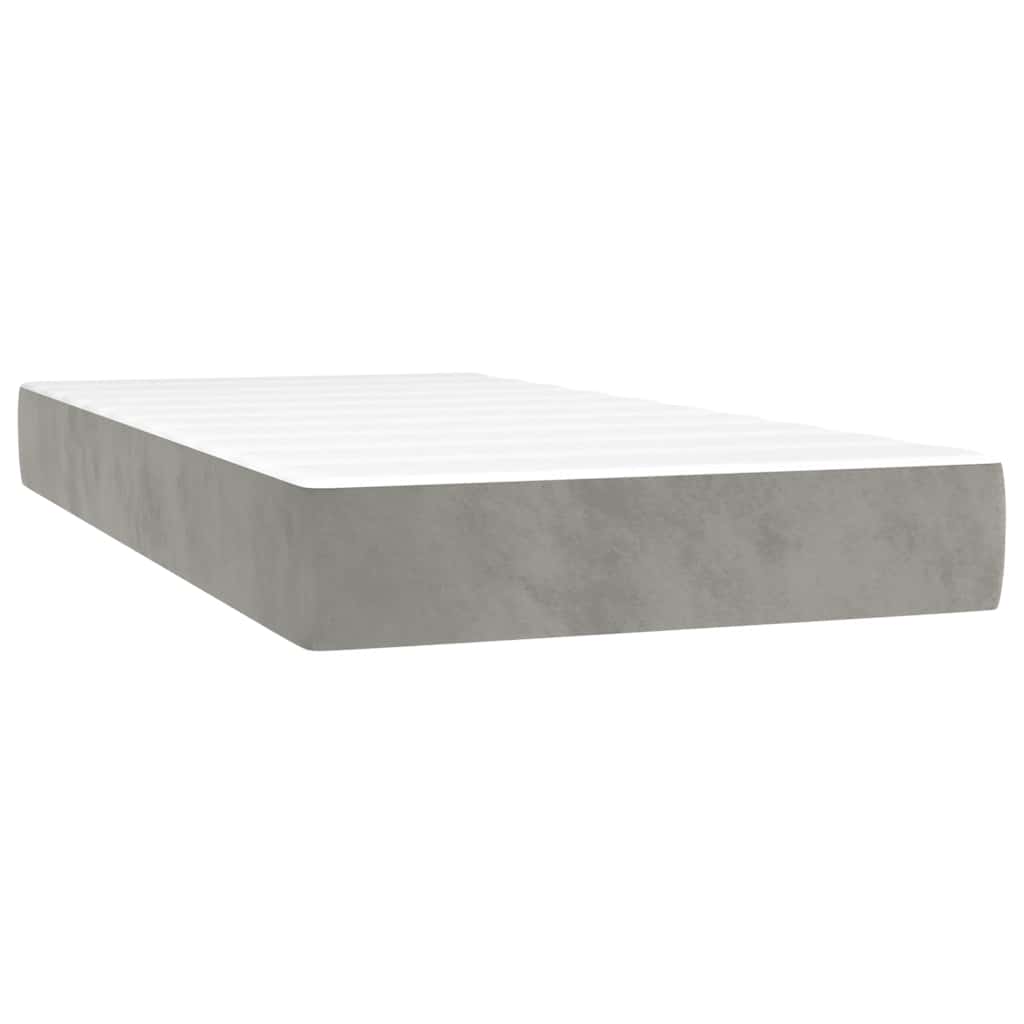 Box Spring Postel S Matrací A Led Samet Světle Šedá