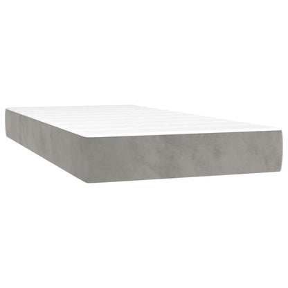 Box Spring Postel S Matrací A Led Samet Světle Šedá