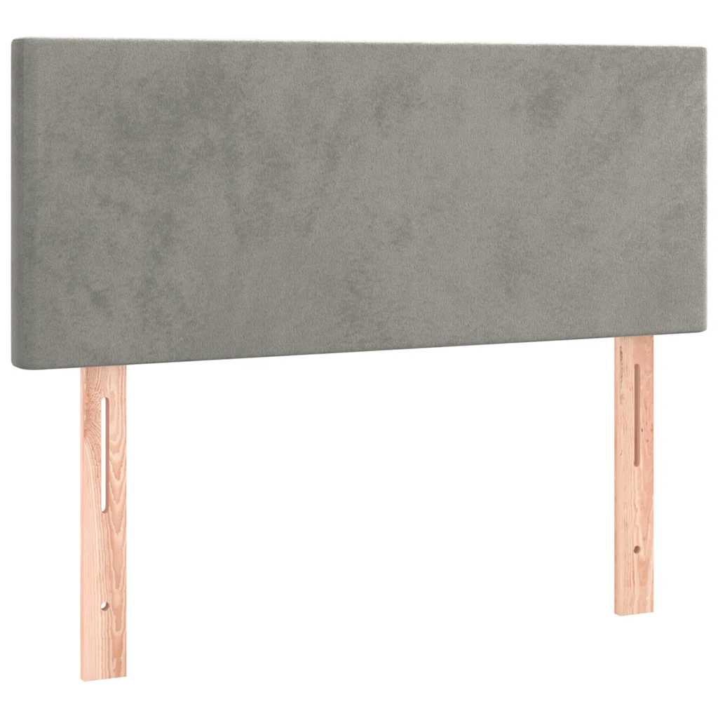 Box Spring Postel S Matrací A Led Samet Světle Šedá