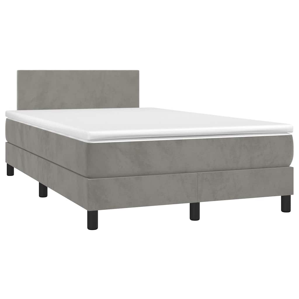 Box Spring Postel S Matrací A Led Samet Světle Šedá