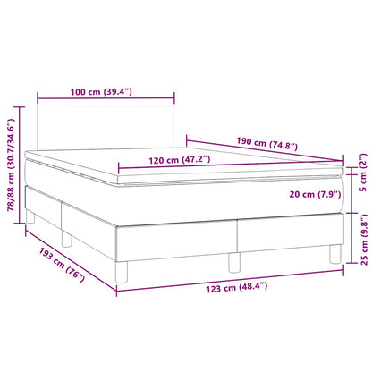 Box Spring Postel S Matrací A Led Tmavě Šedá 120 X 190 Cm Samet