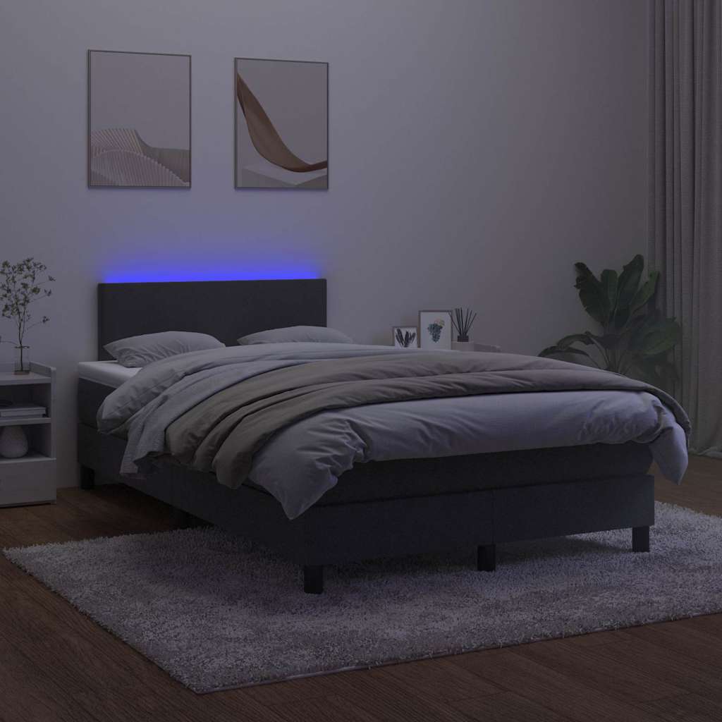 Box Spring Postel S Matrací A Led Černá 120 X 190 Cm Samet