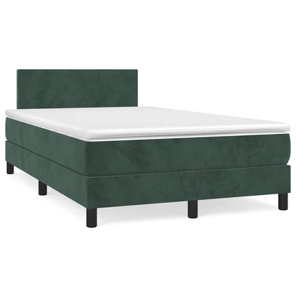 Box Spring Postel S Matrací A Led Tmavě Zelená 120X190 Cm Samet