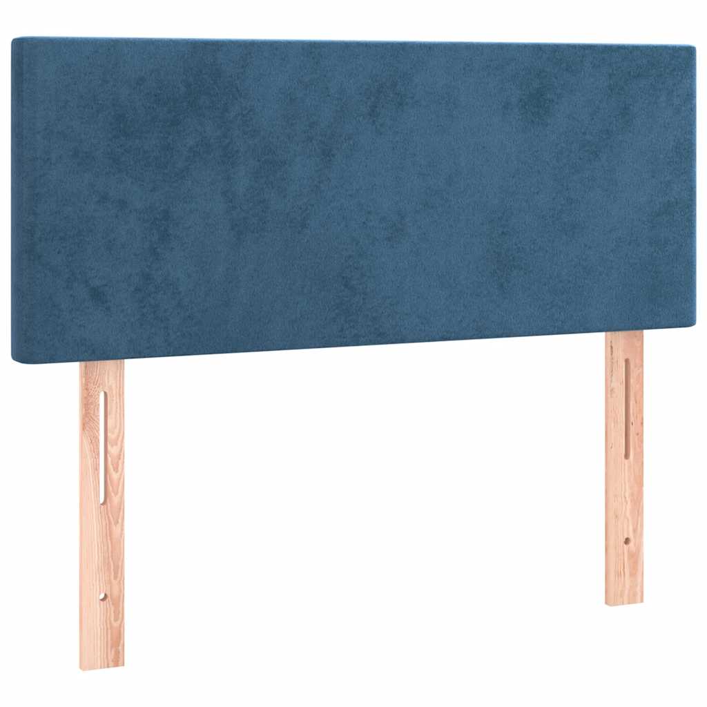 Box Spring Postel S Matrací A Led Tmavě Modrá 120X190 Cm Samet