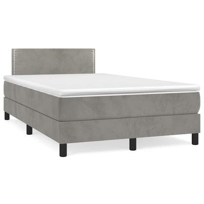 Box Spring Postel S Matrací A Led Světle Šedá 120X190 Cm Samet