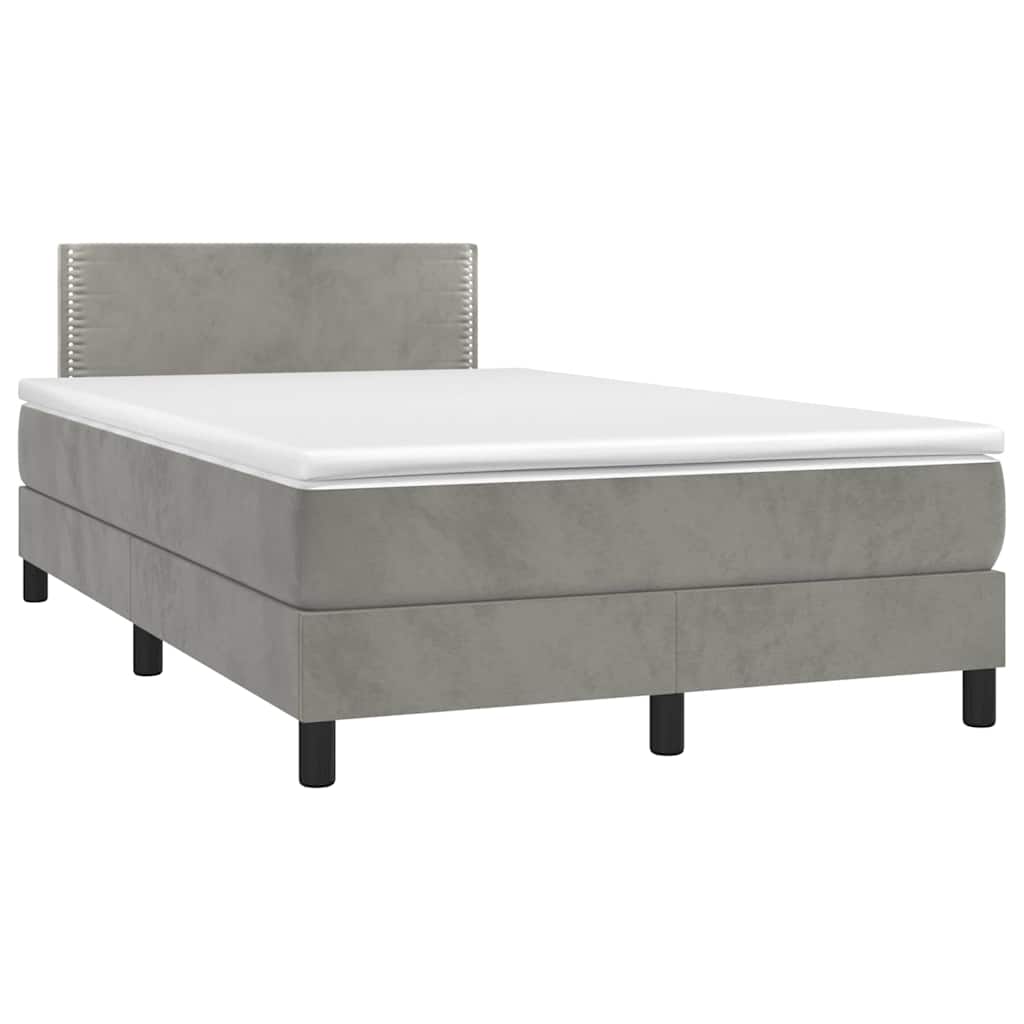 Box Spring Postel S Matrací A Led Světle Šedá 120X190 Cm Samet