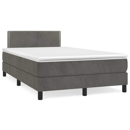 Box Spring Postel S Matrací A Led Tmavě Šedá 120 X 190 Cm Samet