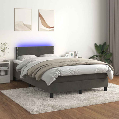 Box Spring Postel S Matrací A Led Tmavě Šedá 120 X 190 Cm Samet