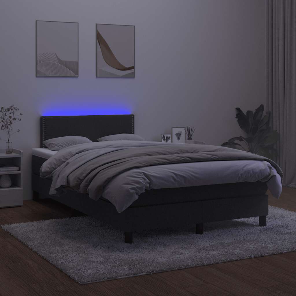 Box Spring Postel S Matrací A Led Černá 120 X 190 Cm Samet