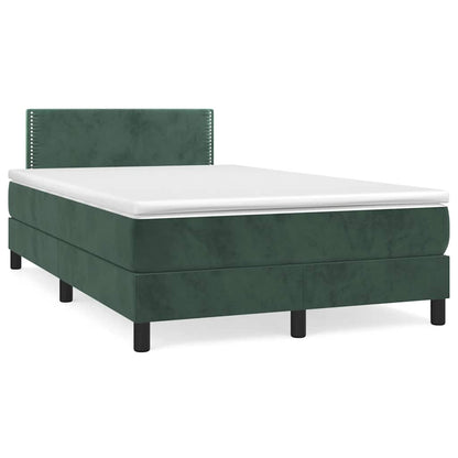 Box Spring Postel S Matrací A Led Tmavě Zelená 120X190 Cm Samet