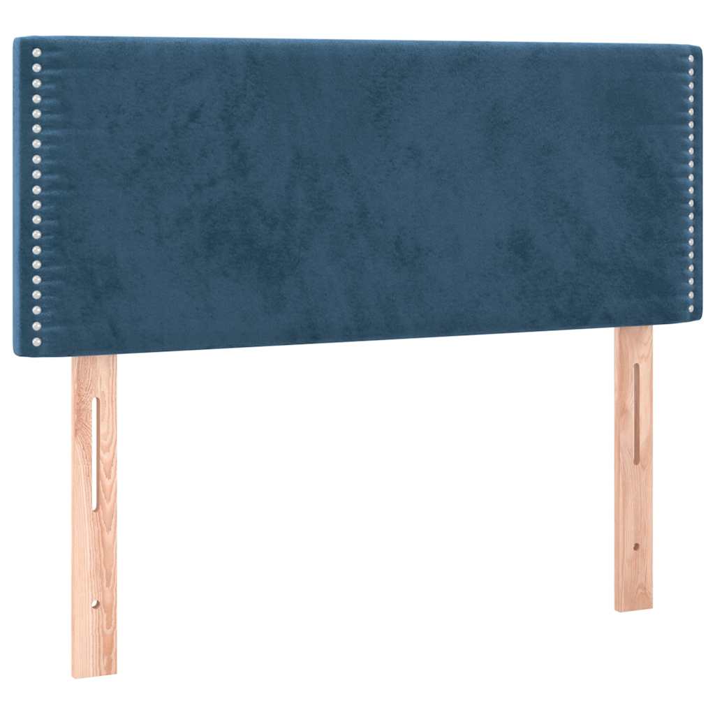 Box Spring Postel S Matrací A Led Tmavě Modrá 120X190 Cm Samet