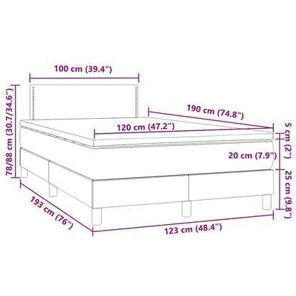 Box Spring Postel S Matrací A Led Tmavě Modrá 120X190 Cm Samet